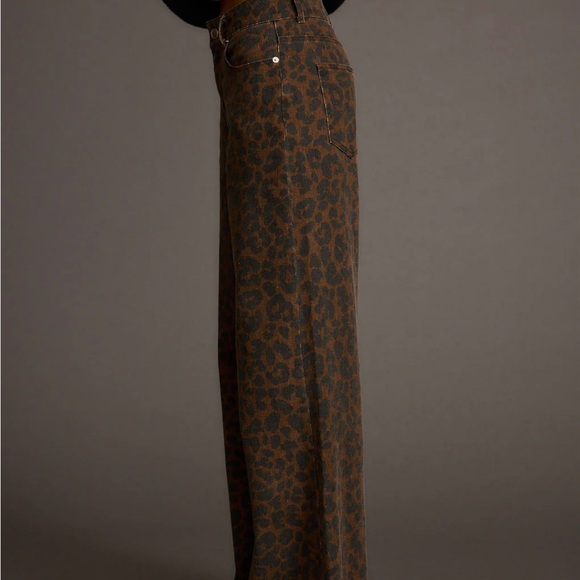 Wide Leg Leopard Print Jeans - Picture 4 of 7